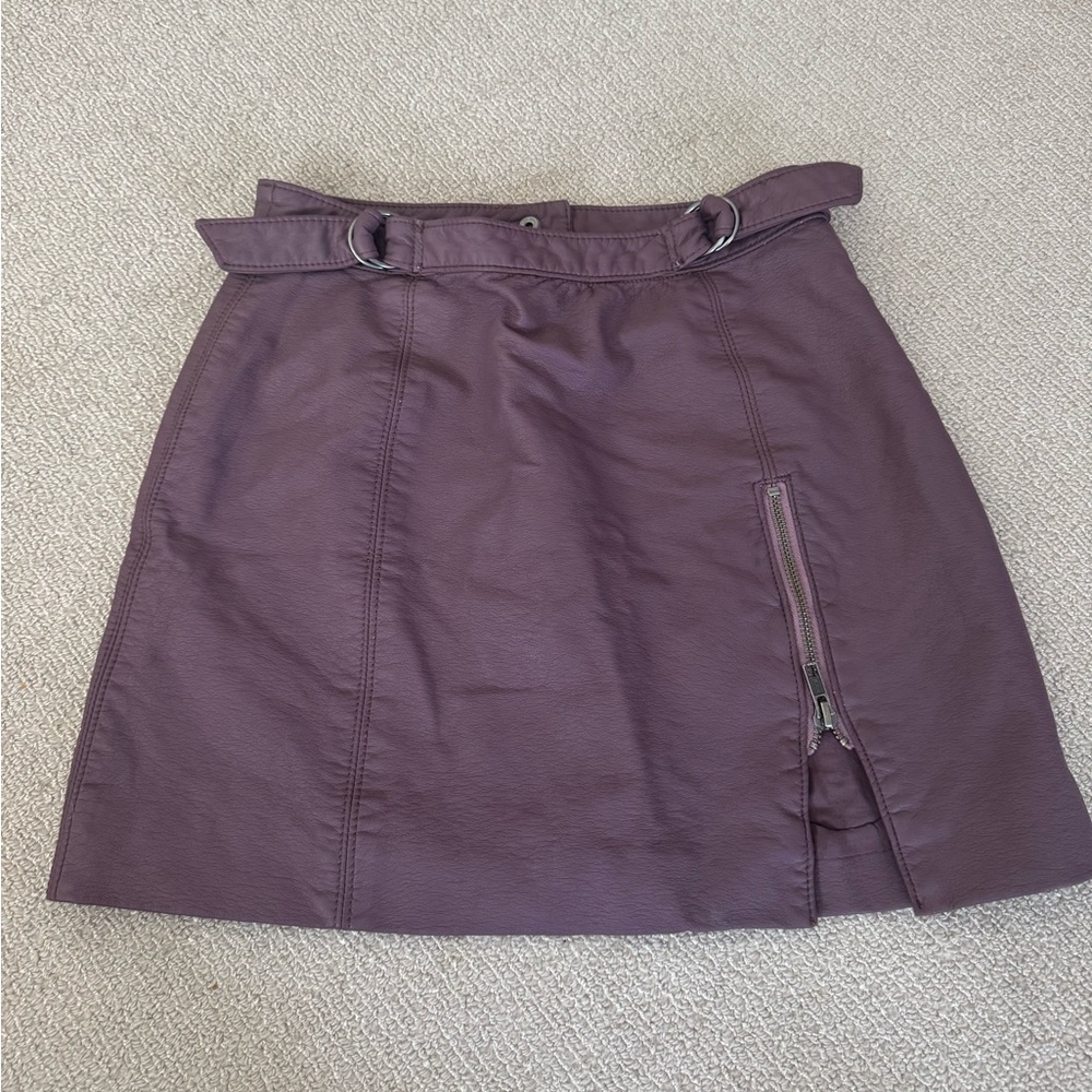 Free People Purple Leather Skirt